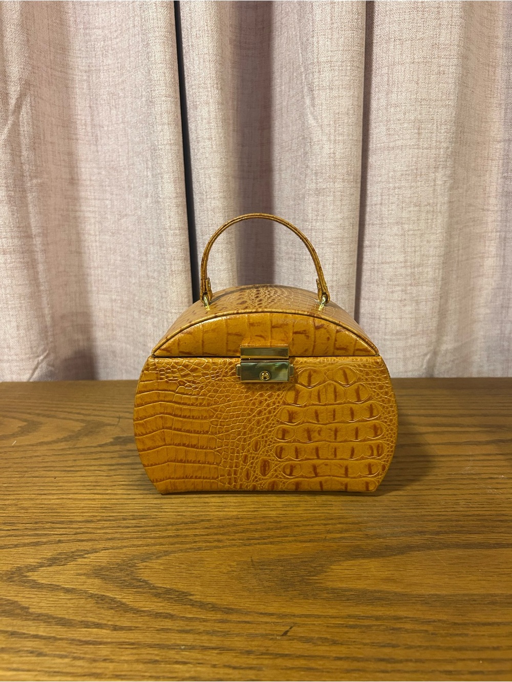 Faux Yellow Alligator Jewelry LockBox with Key